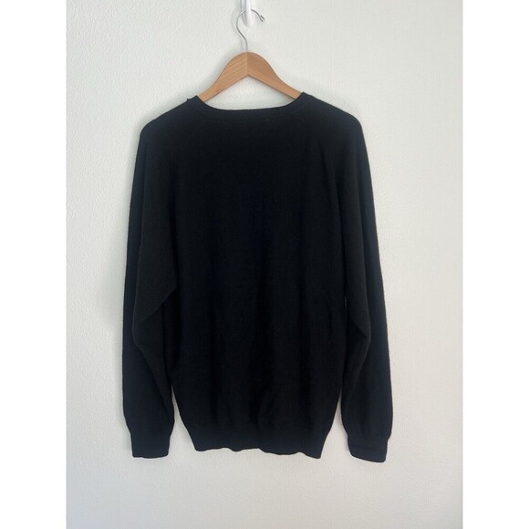 Tasso Elba Spa Men Sweater L Black 100% Cashmere Long Sleeve Polo Style Pullover - Picture 3 of 5